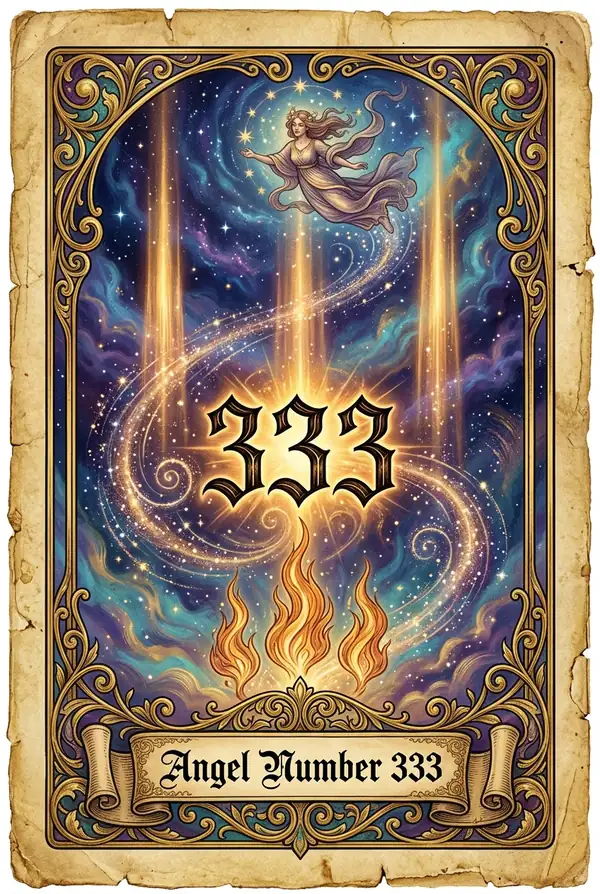 Angel number 333 - swirling ribbons of violet and gold creative energy